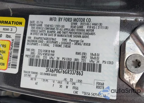 2016 Ford Fusion S из США, поврежденный, VIN 3FA6P0G76GR337863